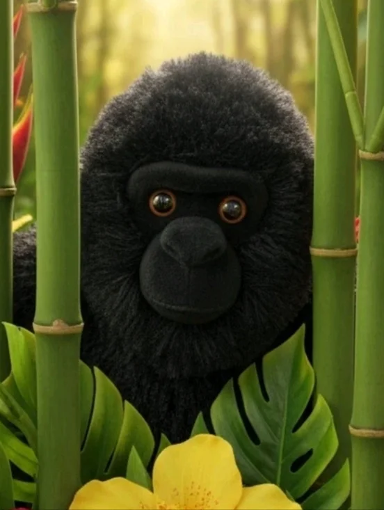 Vintage Black Gorilla Plush Ape Monkey Realistic, 8" Stuffed Toy - Picture 2 of 11